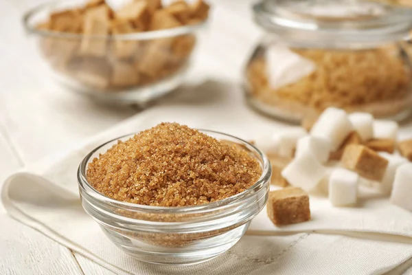 Bowl with brown sugar — Stock Photo, Image