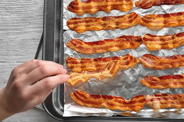 Bandes de bacon frit — Photo