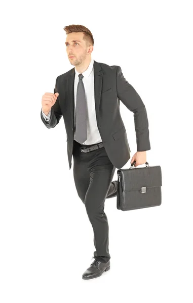 Handsome running businessman — Stock Photo, Image