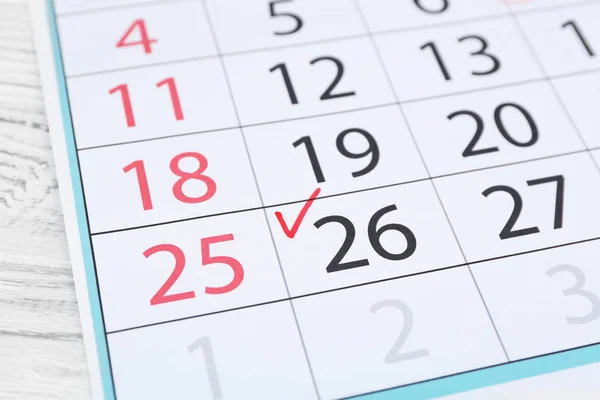 Marca de verificação no calendário — Fotografia de Stock