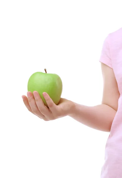 Criança mão segurando maçã — Fotografia de Stock