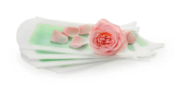 Wax strips for epilation and flower — Stock Photo, Image