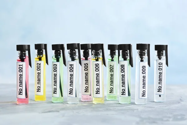 Parfym-prover på nära håll — Stockfoto