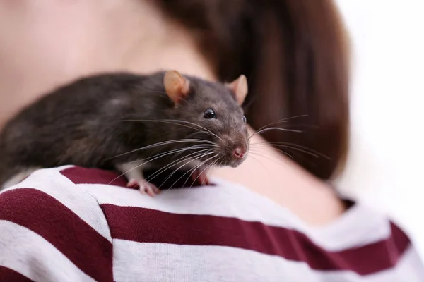 Jonge vrouw met rat — Stockfoto