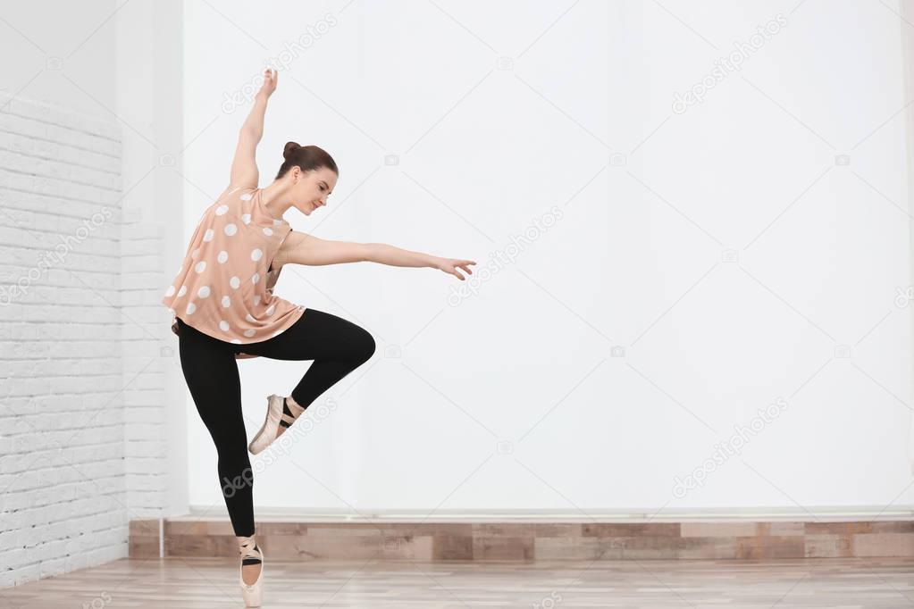 young beautiful ballerina training