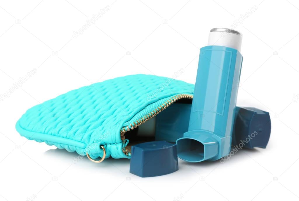Cosmetic bag with asthma inhalers
