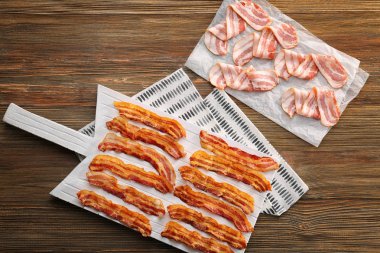 Kızarmış domuz pastırması şeritler 