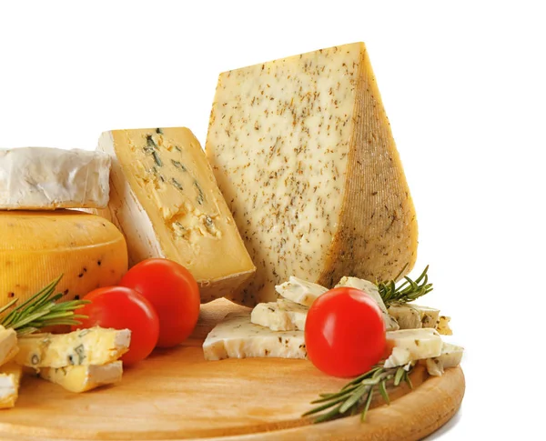 Board with variety of cheese — Stock Photo, Image