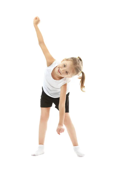 Menina bonito fazendo exercícios de ginástica — Fotografia de Stock