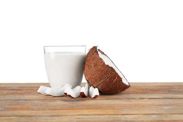 Glass with coconut milk — Stock Photo, Image