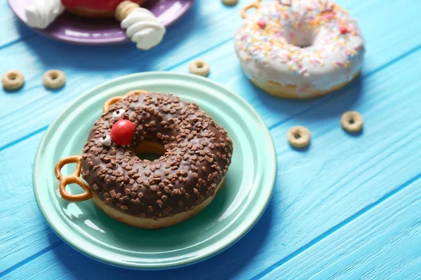 Funny decorated donut — Stock Photo, Image
