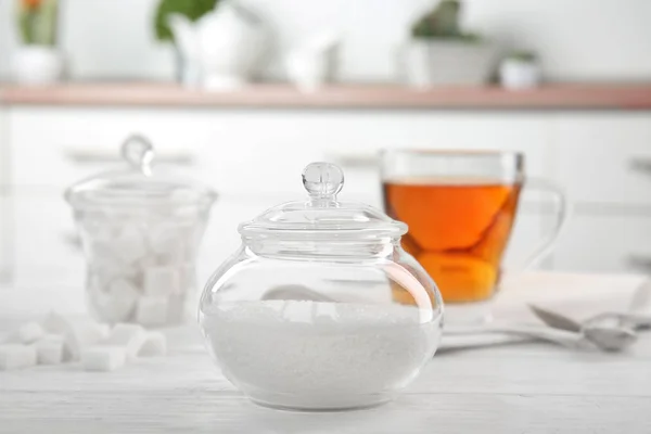 Glass sugar bowl — Stock Photo, Image