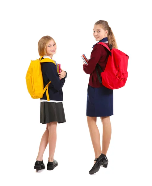 Two girls in school uniform — Stock Photo, Image