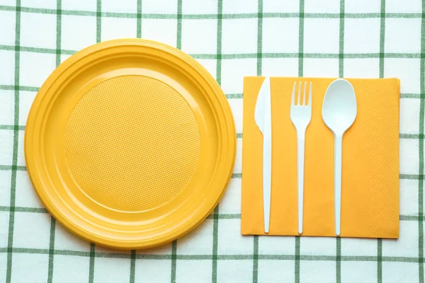 Plastic disposable tableware — Stock Photo, Image