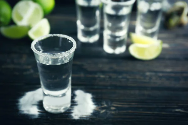 Tequila shot with salt — Stock Photo, Image