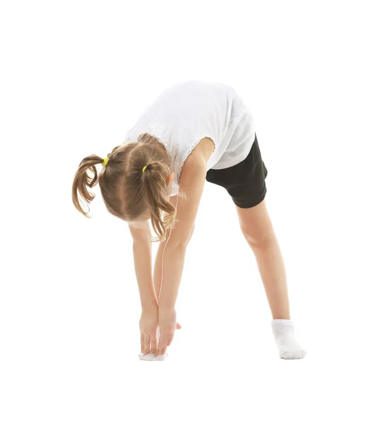 Linda chica haciendo ejercicios de gimnasia — Foto de Stock