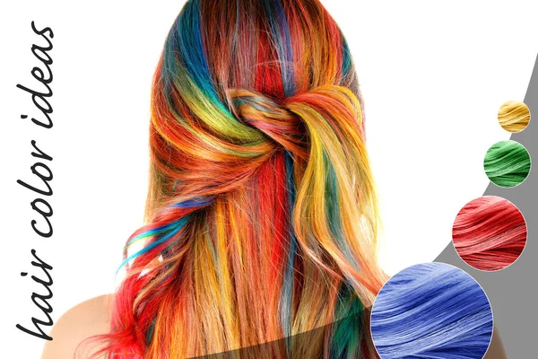 Vrouw met kleurrijke geverfd haar — Stockfoto