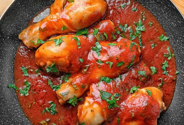 Pan with chicken cacciatore — Stock Photo, Image