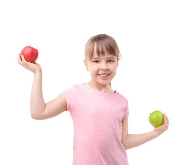 りんごの幸せな女子高生 — ストック写真