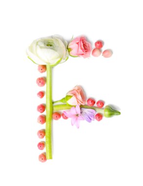 Çiçekler ve bitkiler yapılmış F harfi