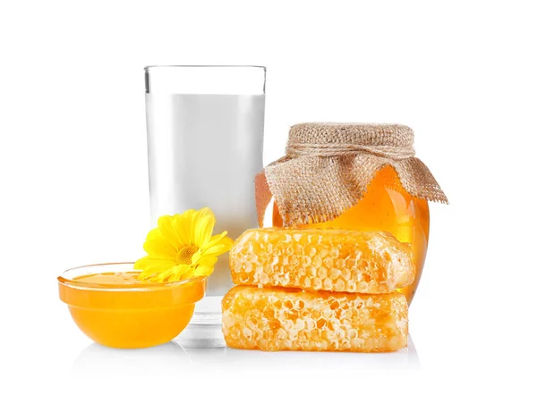 Composition with milk and honey — Stock Photo, Image