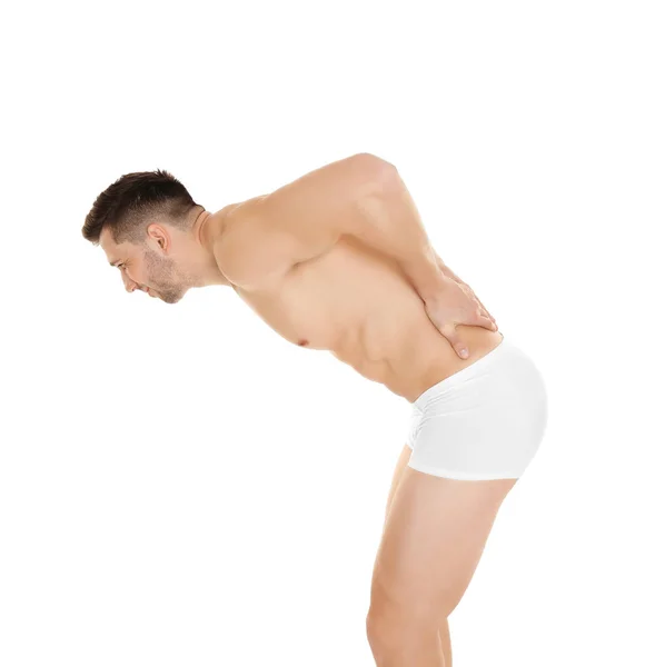 Young man suffering from back pain — Stock Photo, Image