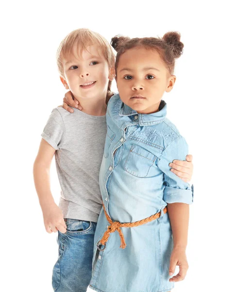 Cute little children on white background — Stock Photo, Image