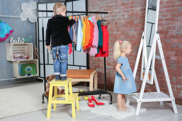 children playing in dressing room