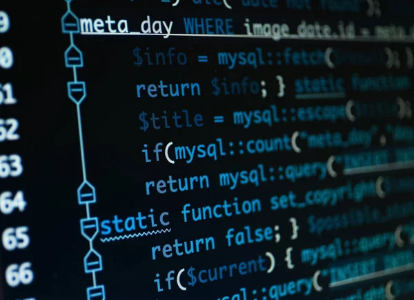 Código de script no monitor — Fotografia de Stock