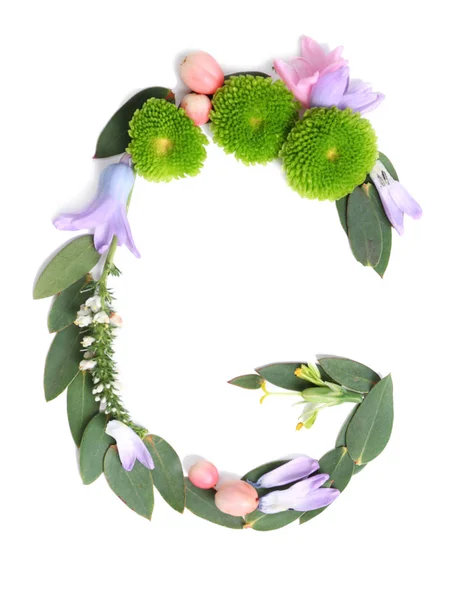 Letter G made of flowers and herbs — Stock Photo, Image