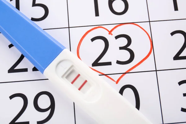 Terhességi teszt és a naptár — Stock Fotó