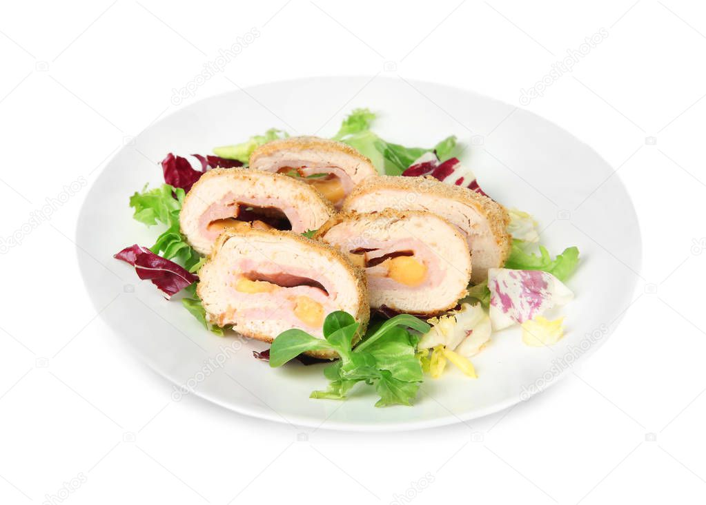 Plate with tasty chicken