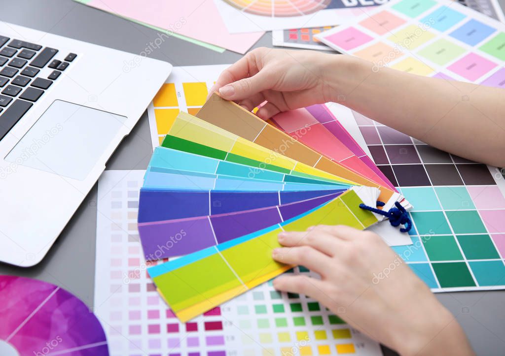 designer choosing color of interior