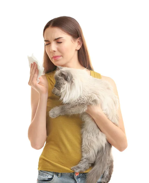 Красивая женщина с котом — стоковое фото
