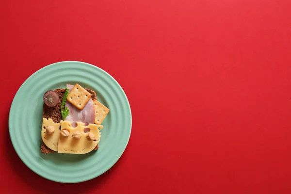 Тарелка с креативным сэндвичем — стоковое фото