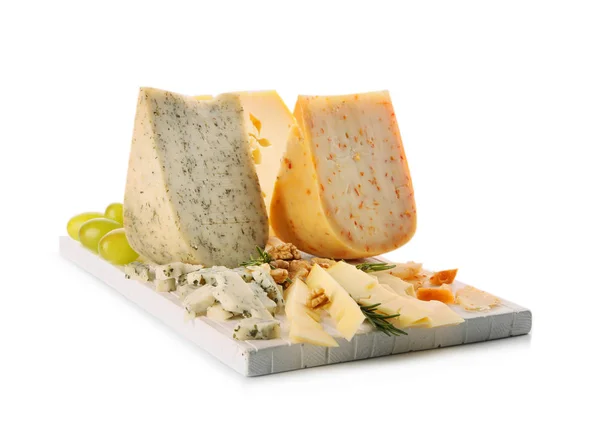 Board with variety of cheese — Stock Photo, Image