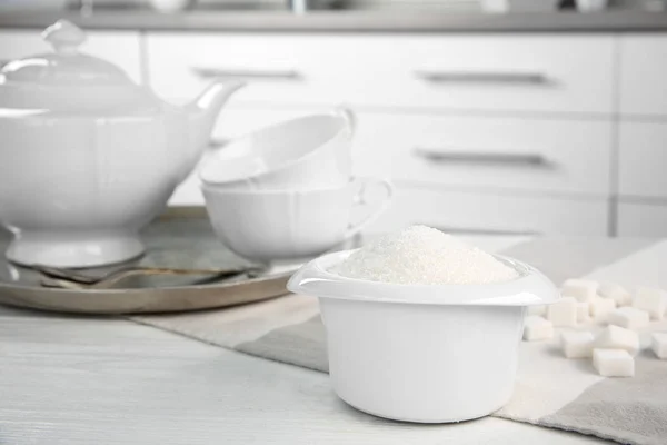 White bowl with sugar — Stock Photo, Image