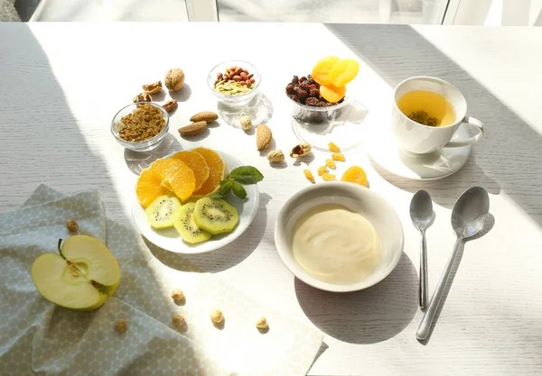 Composition with tasty yogurt — Stock Photo, Image