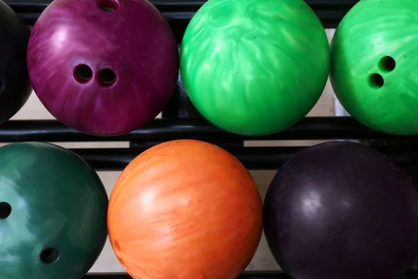 Colorful balls on rack — Stock Photo, Image