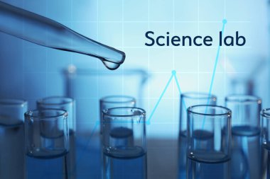 Su damlası ve test tüpleri ile pipet