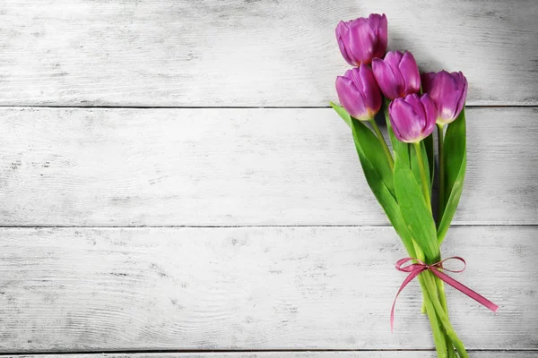 Beautiful bouquet of lilac tulips — Stock Photo, Image