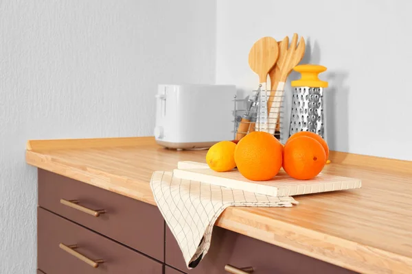 Food and utensils in kitchen — Stock Photo, Image