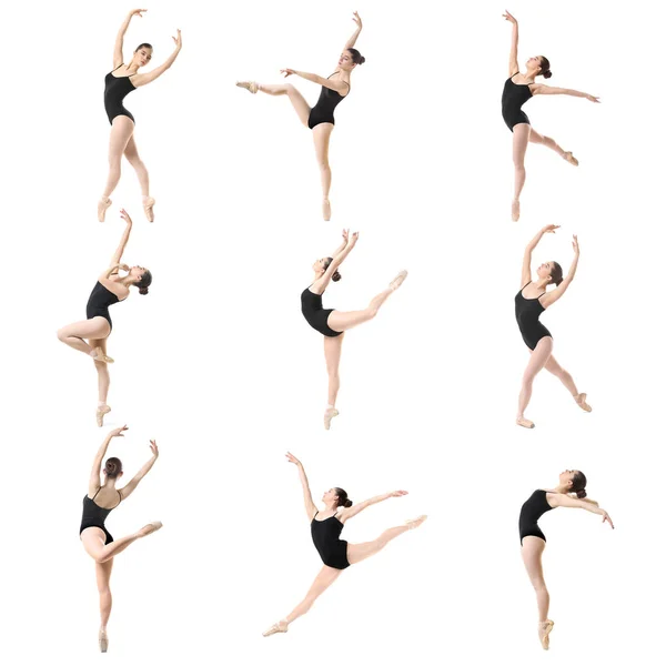 Collage of beautiful ballet dancer on white background — Stock Photo, Image