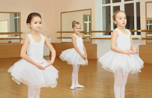 Gruppe Schöner Kleiner Mädchen Übt Ballett Unterricht — Stockfoto