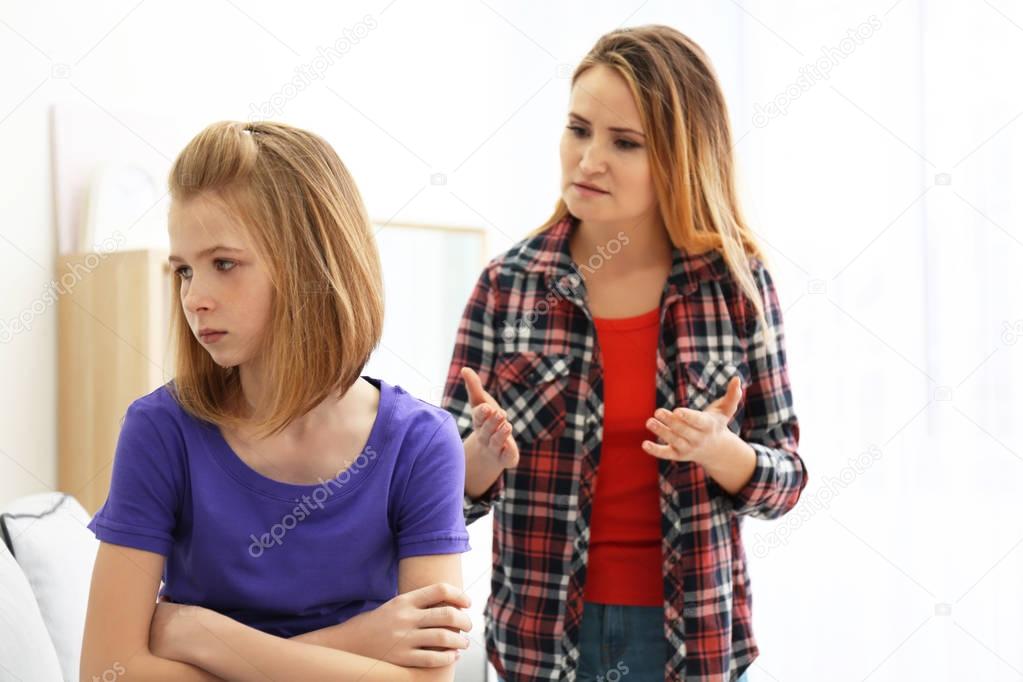 Quarrel between mother and daughter