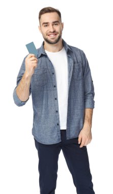 İş kartı ile yakışıklı genç  