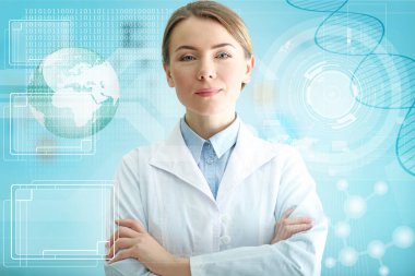 Renk arka plan üzerinde genç doktor. Göz doktoru kavramı