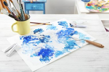 Renkli soyutlama yağlı boya darbeleri ile oluşturulan 