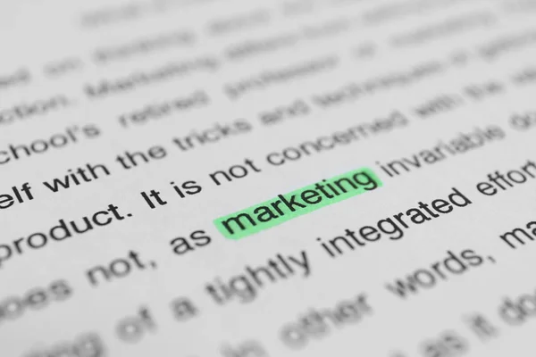 Marketing Tutorial Text Closeup — Stock Photo, Image