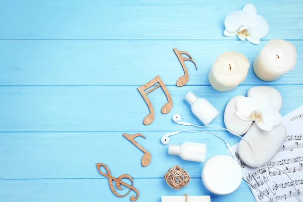 Spa accessories and musical notes — Stock Photo, Image